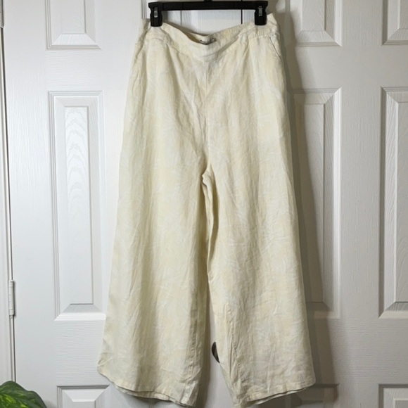 Nicole Miller New York 100% Linen Wide Leg Crop Pants Beige Size L - Picture 4 of 10